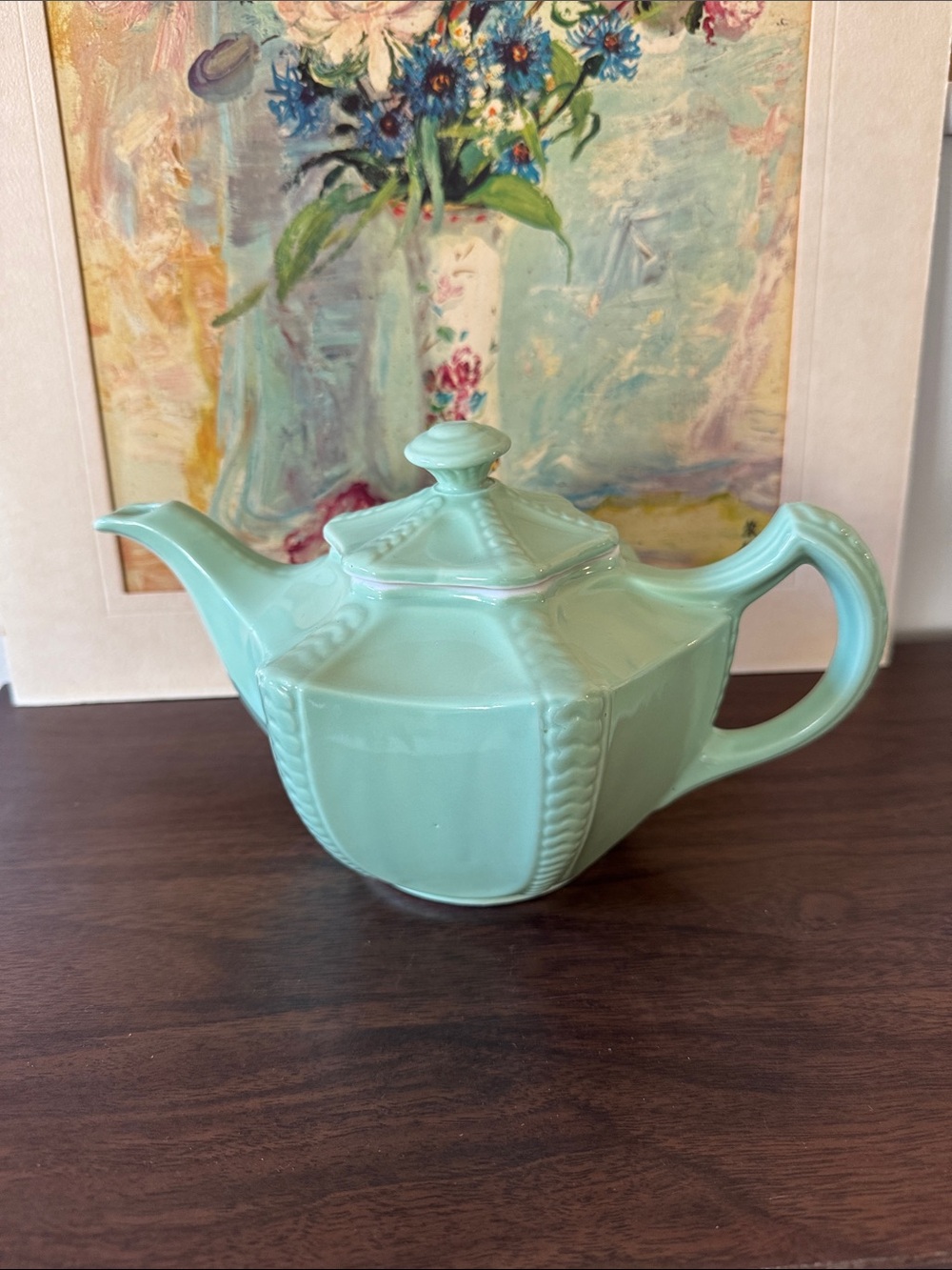 Vintage Hall China Connie Teapot Celadon Sage Green 1940s Victorian series